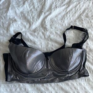 Cacique 44DD Shimmering Black Lace Balconette Long Line Bra